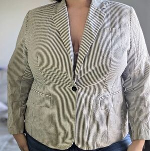 Charter Club Women 18W White and Black Striped Jacket